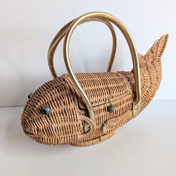Vintage Cappelli Fish Shaped Wicker Purse - Picture 7 of 13